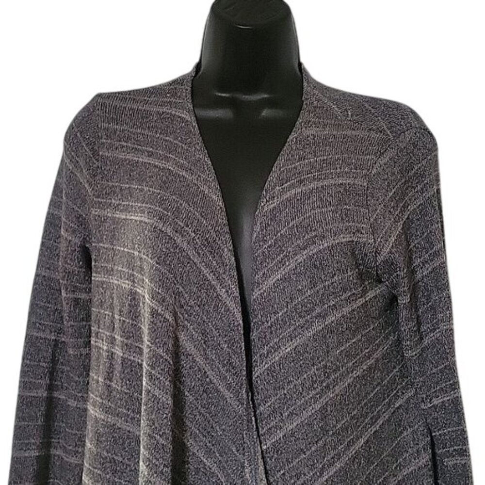 Volcom Gray Striped Open-Front Cardigan Sweater M - image 2